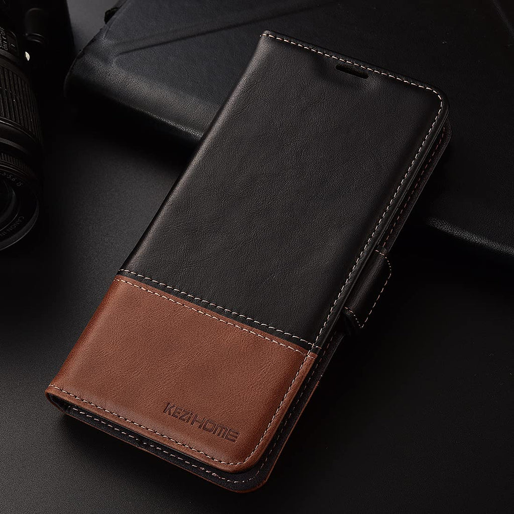 KEZiHOME Galaxy S22 Ultra Case, Genuine Leather [RFID Blocking] Wallet Case Card Slot Flip Magnetic Stand Phone Cover Compatible with Samsung Galaxy S22 Ultra (2022)