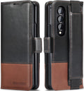 KEZiHOME for Galaxy Z Fold 4 5G Case, Genuine Leather Wallet Case with Card Holder [RFID Blocking] Kickstand Magnetic Book Flip Case Compatible with Samsung Galaxy Z Fold 4 2022