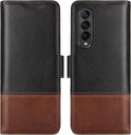 KEZiHOME Genuine Leather Galaxy Z Fold 3 Wallet Case [RFID Blocking] with Card Slot Flip Kickstand Phone Cover Compatible with Galaxy Z Fold 3