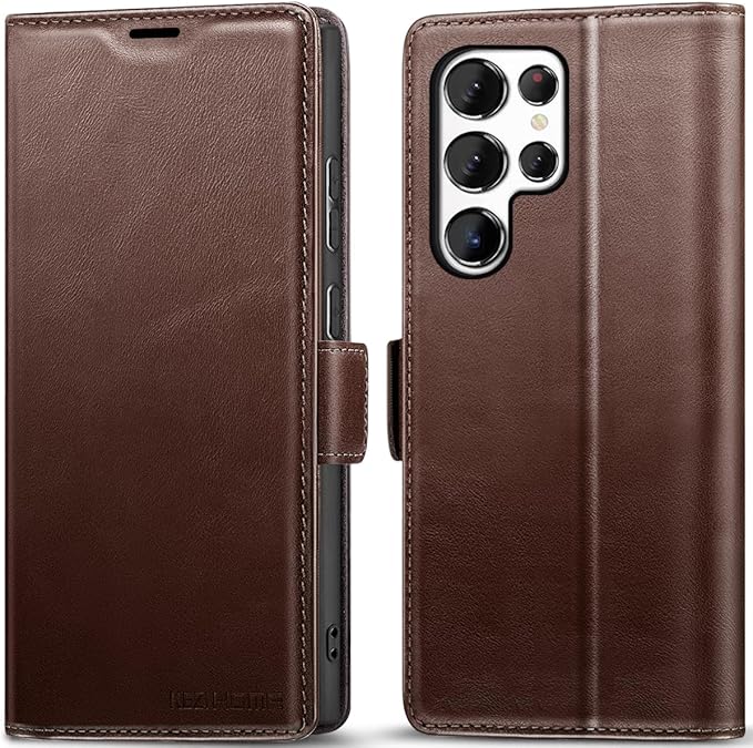 KEZiHOME for Samsung Galaxy S25 Ultra Case, Genuine Leather [RFID Blocking] Galaxy S25 Ultra Wallet Case, Card Slot Flip Magnetic Stand Phone Cover Compatible with Samsung S25 Ultra