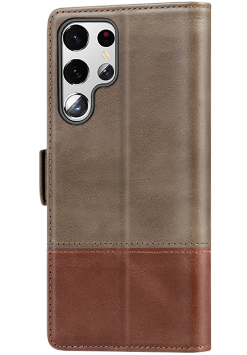KEZiHOME Galaxy S22 Ultra Case, Genuine Leather [RFID Blocking] Wallet Case Card Slot Flip Magnetic Stand Phone Cover Compatible with Samsung Galaxy S22 Ultra (2022)