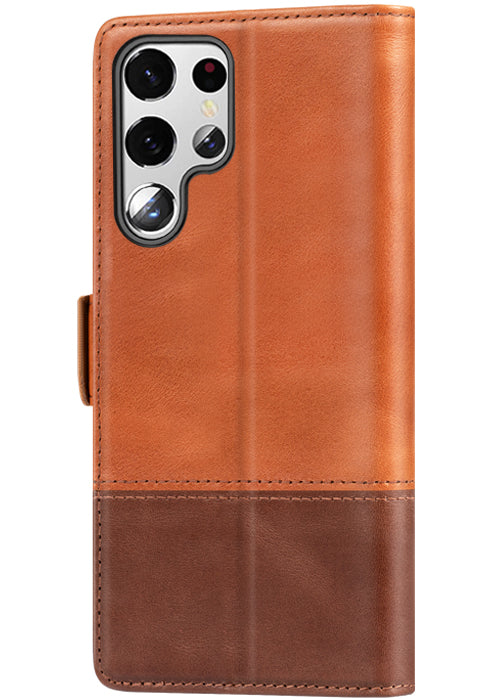 KEZiHOME Galaxy S22 Ultra Case, Genuine Leather [RFID Blocking] Wallet Case Card Slot Flip Magnetic Stand Phone Cover Compatible with Samsung Galaxy S22 Ultra (2022)