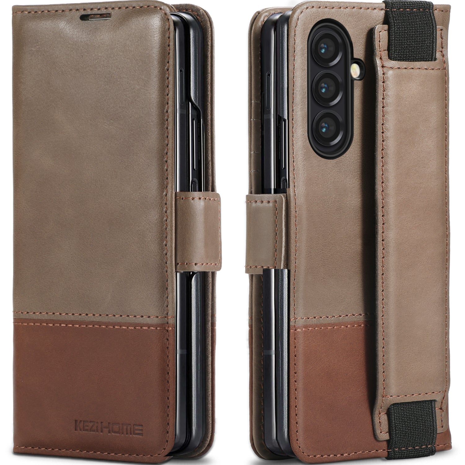 KEZiHOME for Samsung Galaxy Z fold 7 Case, Wallet Case with Card Holder[RFID Blocking], Genuine Leather for Z Fold 7, Kickstand Protactive Flip Phone Cover 5G